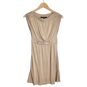 BCBGMAXAZRIA Dress Sleeveless Casual Button Detail Tan Size XS Mini